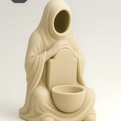 Mẫu STL Giá Đỡ Nến Thầy Tu Trùm Mũ Không Mặt | Tượng Nến Trà Phong Cách Gothic