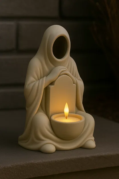 Mẫu STL Giá Đỡ Nến Thầy Tu Trùm Mũ Không Mặt | Tượng Nến Trà Phong Cách Gothic - Image 3