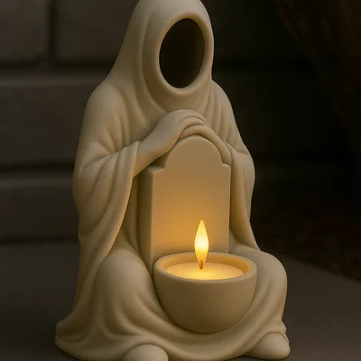 Mẫu STL Giá Đỡ Nến Thầy Tu Trùm Mũ Không Mặt | Tượng Nến Trà Phong Cách Gothic