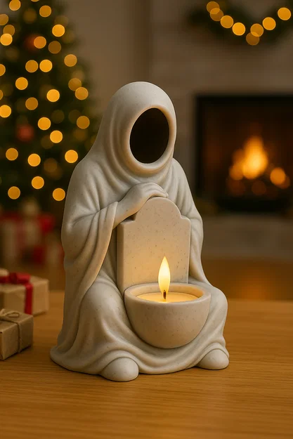 Mẫu STL Giá Đỡ Nến Thầy Tu Trùm Mũ Không Mặt | Tượng Nến Trà Phong Cách Gothic - Image 6