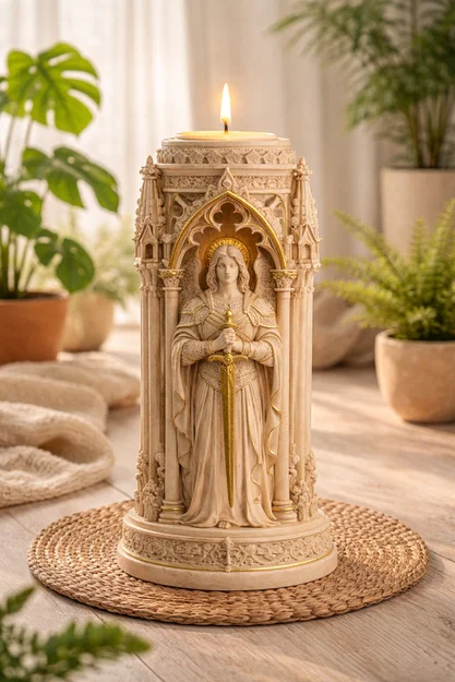 STL Giá Đựng Nến Thiên Thần Gothic | Lồng Đèn Tealight Kiến Trúc Thánh Đường Fantasy - Image 4
