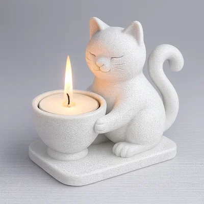 File STL Đế Nến Mèo Con Dễ Thương | Giá Đỡ Nến Tea Light