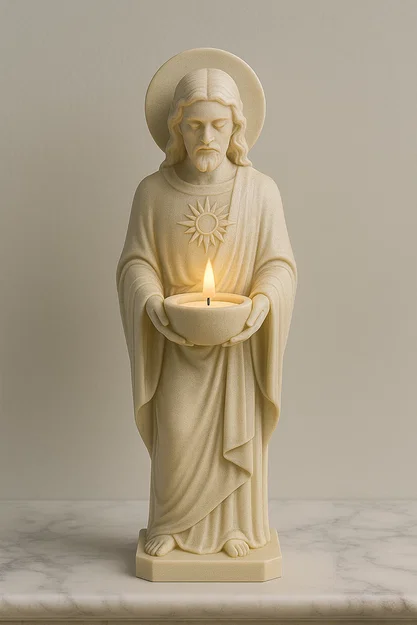 Mẫu STL giá đỡ nến Thánh Tâm Chúa Giê-su - Image 3