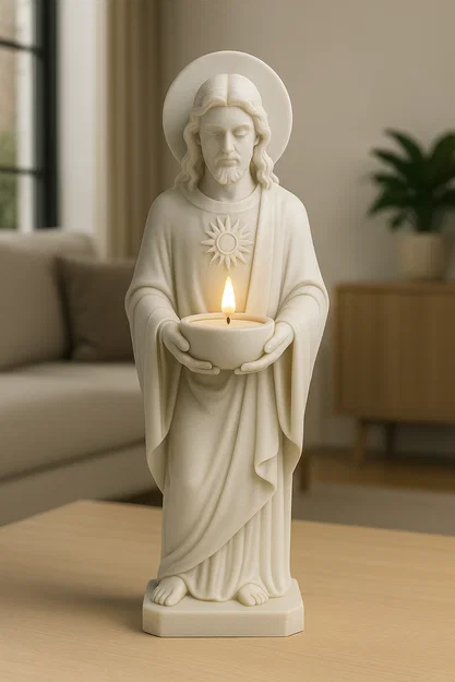 Mẫu STL giá đỡ nến Thánh Tâm Chúa Giê-su - Image 4