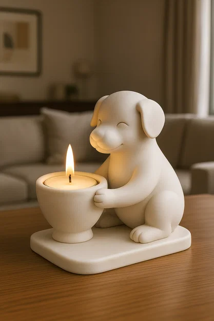 Mẫu STL 3D Chú Cún Con Giữ Nến Trà (Puppy Tea Light Holder) - Image 1