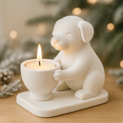 Mẫu STL 3D Chú Cún Con Giữ Nến Trà (Puppy Tea Light Holder)