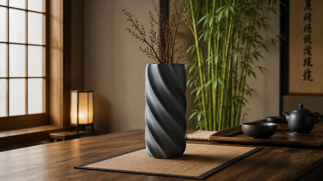 Spiral Vase #008 – Bình hoa trang trí hiện đại in 3D - Image 1
