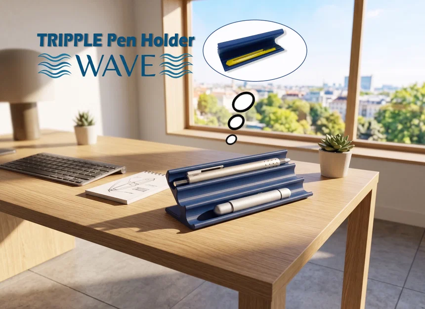 Ống cắm bút WAVE ba ngăn - Đựng được 3 cây bút và nhiều hơn thế nữa - Image 1