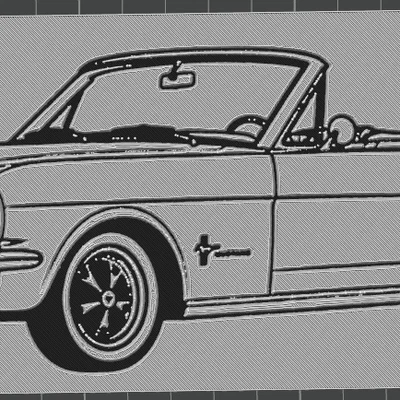 Mô hình 3D Ford Mustang 1965 nghệ thuật in trang trí