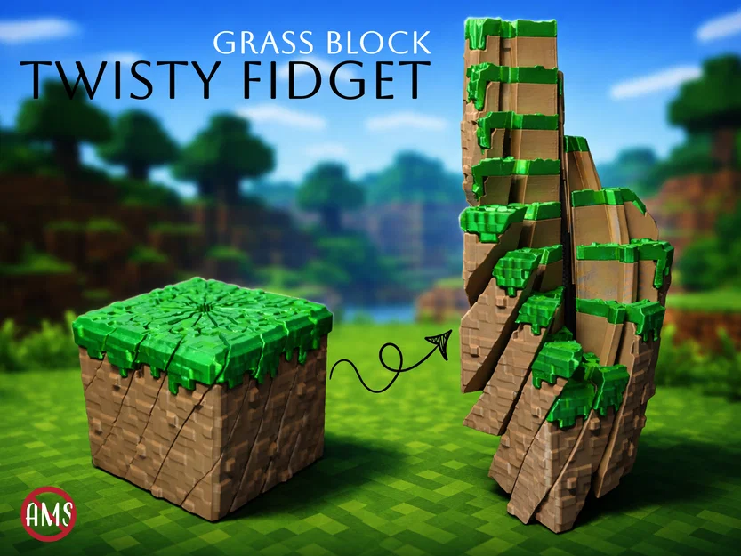 Minecraft Grass Block Twisty Fidget - Mô hình khối cỏ xoay thông minh - Image 1