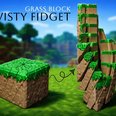 Minecraft Grass Block Twisty Fidget - Mô hình khối cỏ xoay thông minh