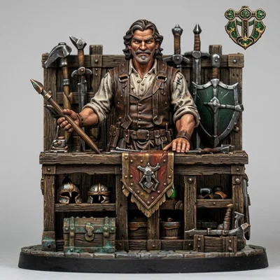 Mô hình người thương gia bán vũ khí (Human Weapon Merchant) cho D&D