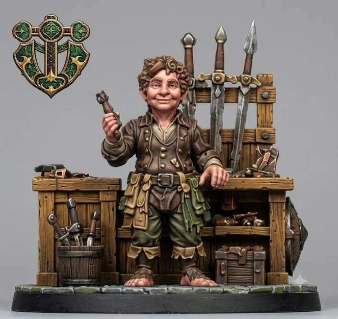 Mô hình thương nhân vũ khí Halfling (Halfling Weapons Merchant) - Image 2