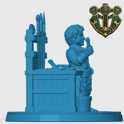 Mô hình thương nhân vũ khí Halfling (Halfling Weapons Merchant)