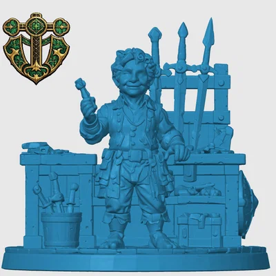 Mô hình thương nhân vũ khí Halfling (Halfling Weapons Merchant)