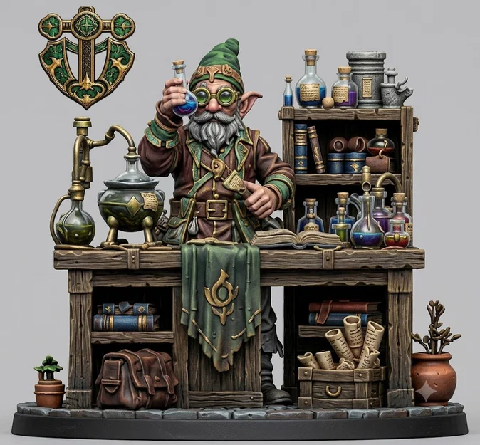 Mô hình 3D Gnome Alchemist: Bậc thầy giả kim cho trò chơi RPG - Image 2