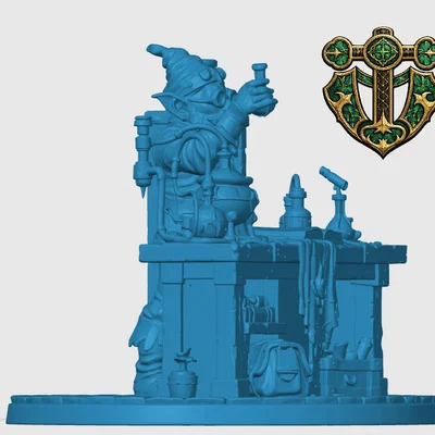 Mô hình 3D Gnome Alchemist: Bậc thầy giả kim cho trò chơi RPG