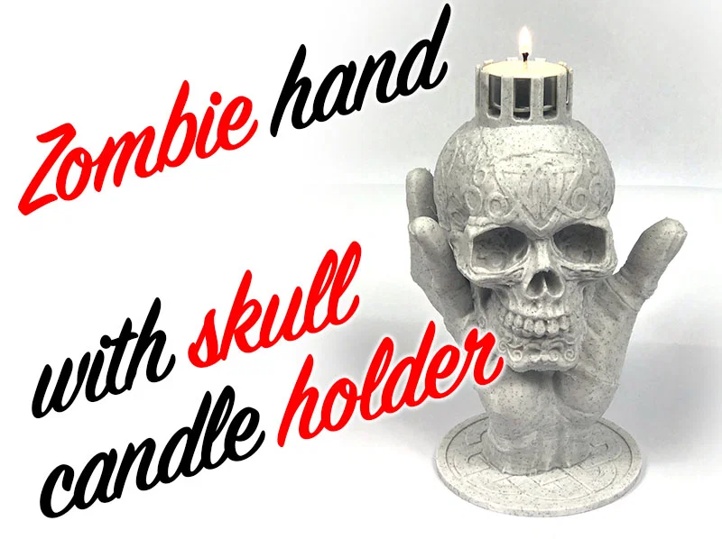 Giá đỡ nến 3D độc đáo: Hình bàn tay thây ma và hộp sọ Gothic - Image 1