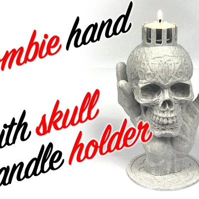 Giá đỡ nến 3D độc đáo: Hình bàn tay thây ma và hộp sọ Gothic