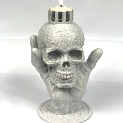 Giá đỡ nến 3D độc đáo: Hình bàn tay thây ma và hộp sọ Gothic