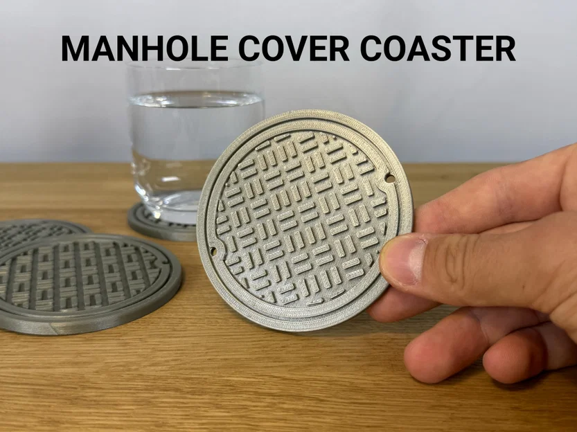 Đế lót ly họa tiết nắp cống (Manhole Cover Coaster) - Image 1