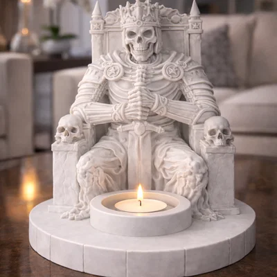 Mẫu STL Giá Đỡ Nến Vua Bộ Xương | Trang Trí Fantasy Lich King