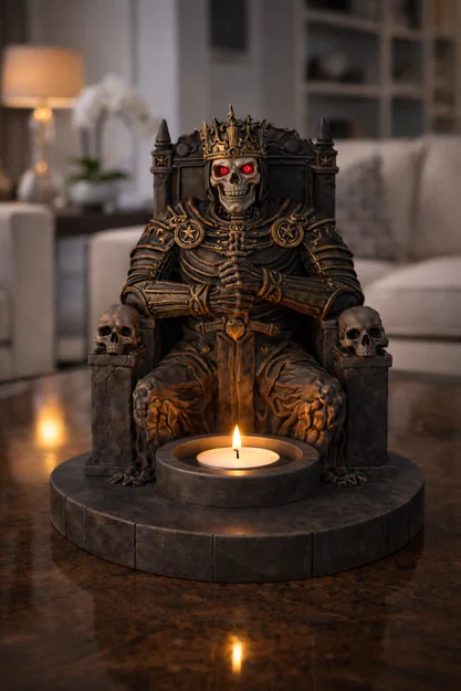 Mẫu STL Giá Đỡ Nến Vua Bộ Xương | Trang Trí Fantasy Lich King - Image 3