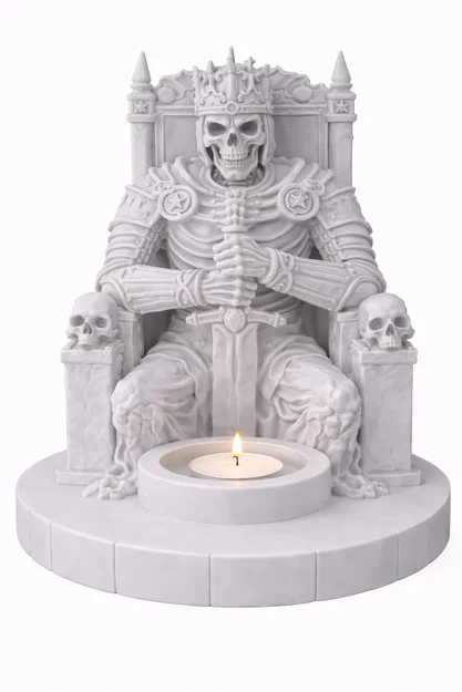 Mẫu STL Giá Đỡ Nến Vua Bộ Xương | Trang Trí Fantasy Lich King - Image 4