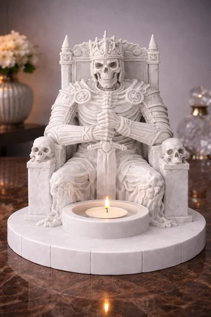 Mẫu STL Giá Đỡ Nến Vua Bộ Xương | Trang Trí Fantasy Lich King - Image 5