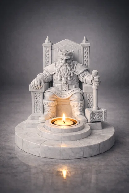 File STL Đế Cắm Nến Vua Lùn | Mô Hình Ngai Vàng Người Lùn Trang Trí Fantasy - Image 1