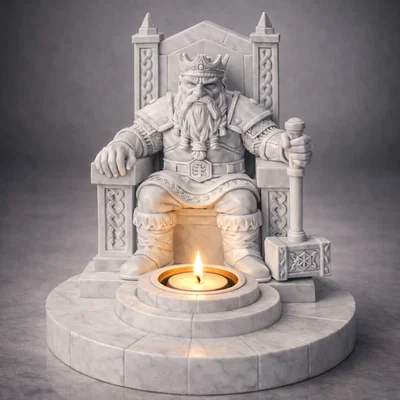 File STL Đế Cắm Nến Vua Lùn | Mô Hình Ngai Vàng Người Lùn Trang Trí Fantasy