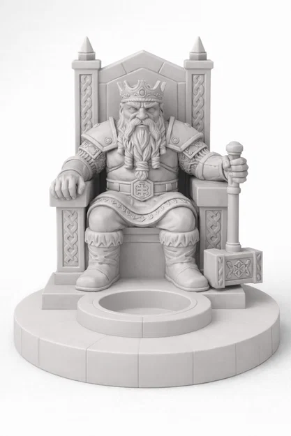 File STL Đế Cắm Nến Vua Lùn | Mô Hình Ngai Vàng Người Lùn Trang Trí Fantasy - Image 2