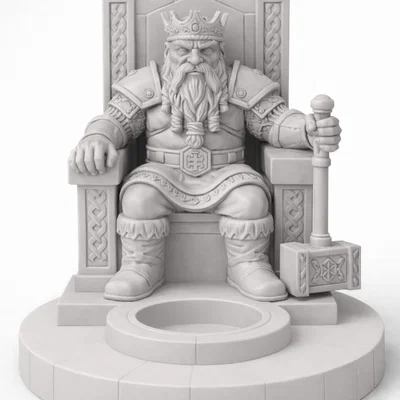File STL Đế Cắm Nến Vua Lùn | Mô Hình Ngai Vàng Người Lùn Trang Trí Fantasy