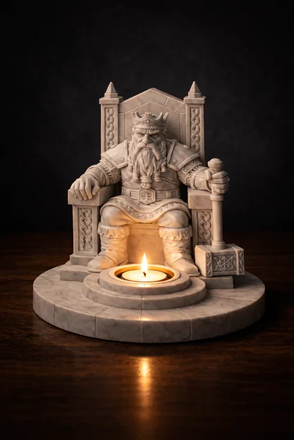File STL Đế Cắm Nến Vua Lùn | Mô Hình Ngai Vàng Người Lùn Trang Trí Fantasy - Image 3
