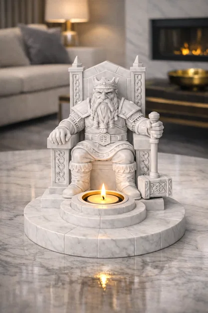 File STL Đế Cắm Nến Vua Lùn | Mô Hình Ngai Vàng Người Lùn Trang Trí Fantasy - Image 4