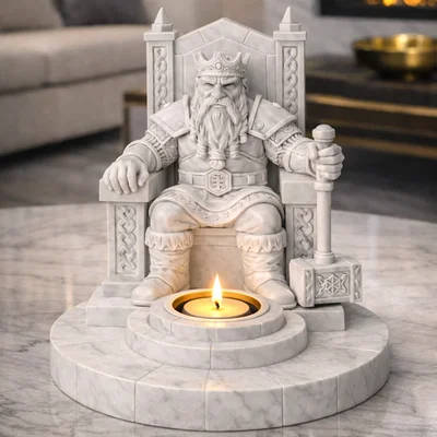File STL Đế Cắm Nến Vua Lùn | Mô Hình Ngai Vàng Người Lùn Trang Trí Fantasy