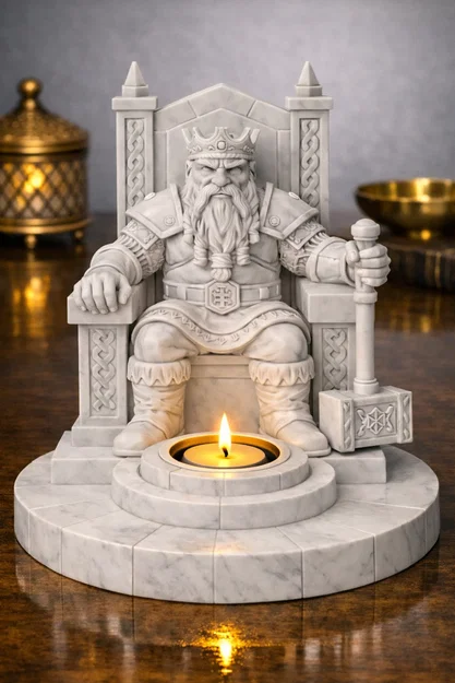 File STL Đế Cắm Nến Vua Lùn | Mô Hình Ngai Vàng Người Lùn Trang Trí Fantasy - Image 5