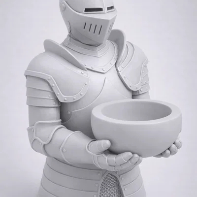 File STL Đế cắm nến Knight Guardian | Trang trí phong cách giả tưởng trung cổ