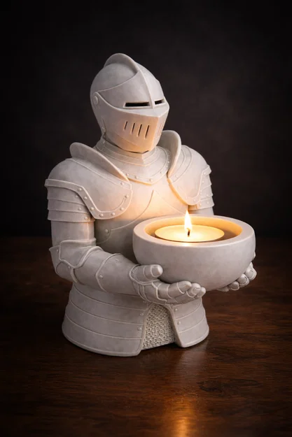 File STL Đế cắm nến Knight Guardian | Trang trí phong cách giả tưởng trung cổ - Image 3
