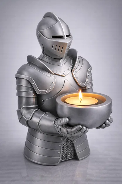File STL Đế cắm nến Knight Guardian | Trang trí phong cách giả tưởng trung cổ - Image 4