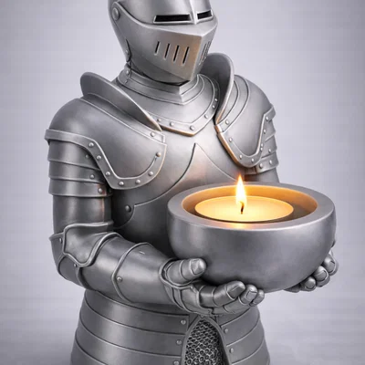File STL Đế cắm nến Knight Guardian | Trang trí phong cách giả tưởng trung cổ