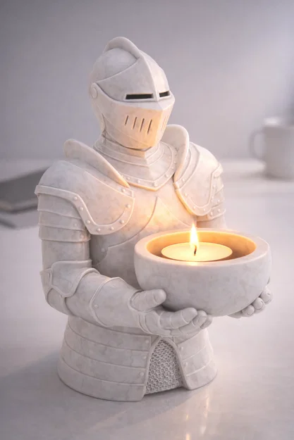 File STL Đế cắm nến Knight Guardian | Trang trí phong cách giả tưởng trung cổ - Image 5