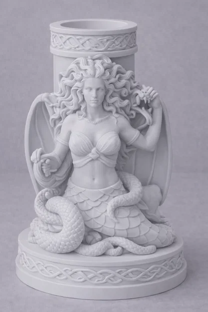 File STL Giá Đỡ Nến Medusa | Trang Trí Fantasy Gorgon Queen - Image 2