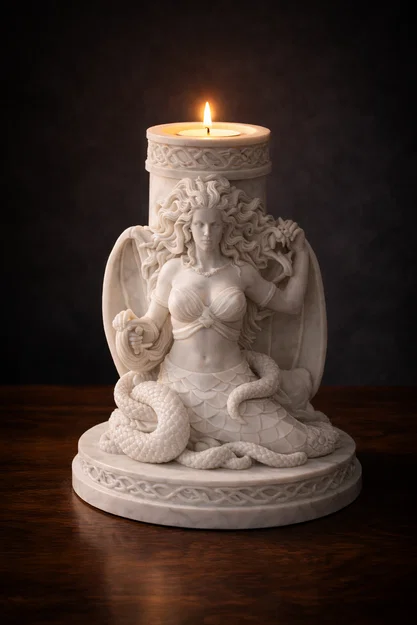 File STL Giá Đỡ Nến Medusa | Trang Trí Fantasy Gorgon Queen - Image 3
