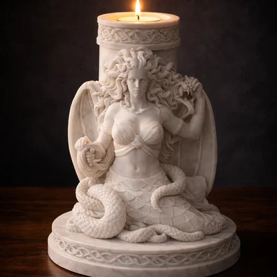 File STL Giá Đỡ Nến Medusa | Trang Trí Fantasy Gorgon Queen