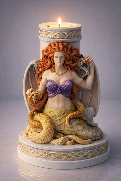 File STL Giá Đỡ Nến Medusa | Trang Trí Fantasy Gorgon Queen - Image 4