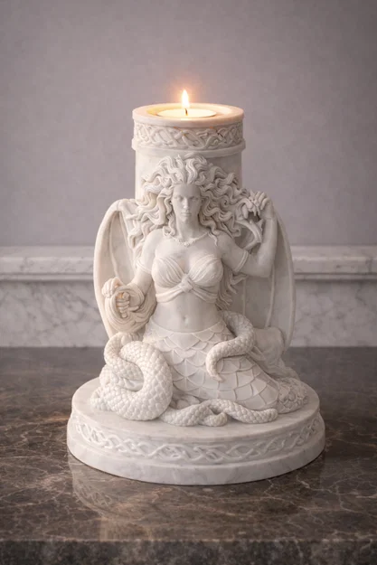 File STL Giá Đỡ Nến Medusa | Trang Trí Fantasy Gorgon Queen - Image 6
