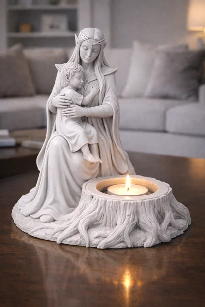 Mẫu STL Giá Nến Elven Mother | Trang Trí Phong Cách Rừng Thần Tiên - Image 1
