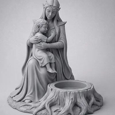Mẫu STL Giá Nến Elven Mother | Trang Trí Phong Cách Rừng Thần Tiên