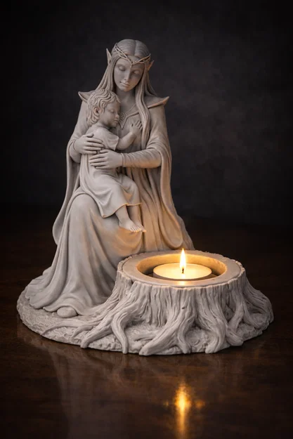 Mẫu STL Giá Nến Elven Mother | Trang Trí Phong Cách Rừng Thần Tiên - Image 3